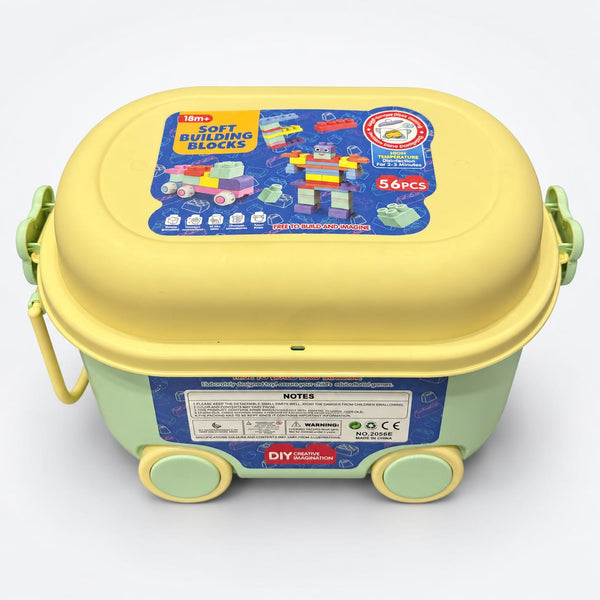 56-Piece Soft Building Blocks Set with Storage Cart
