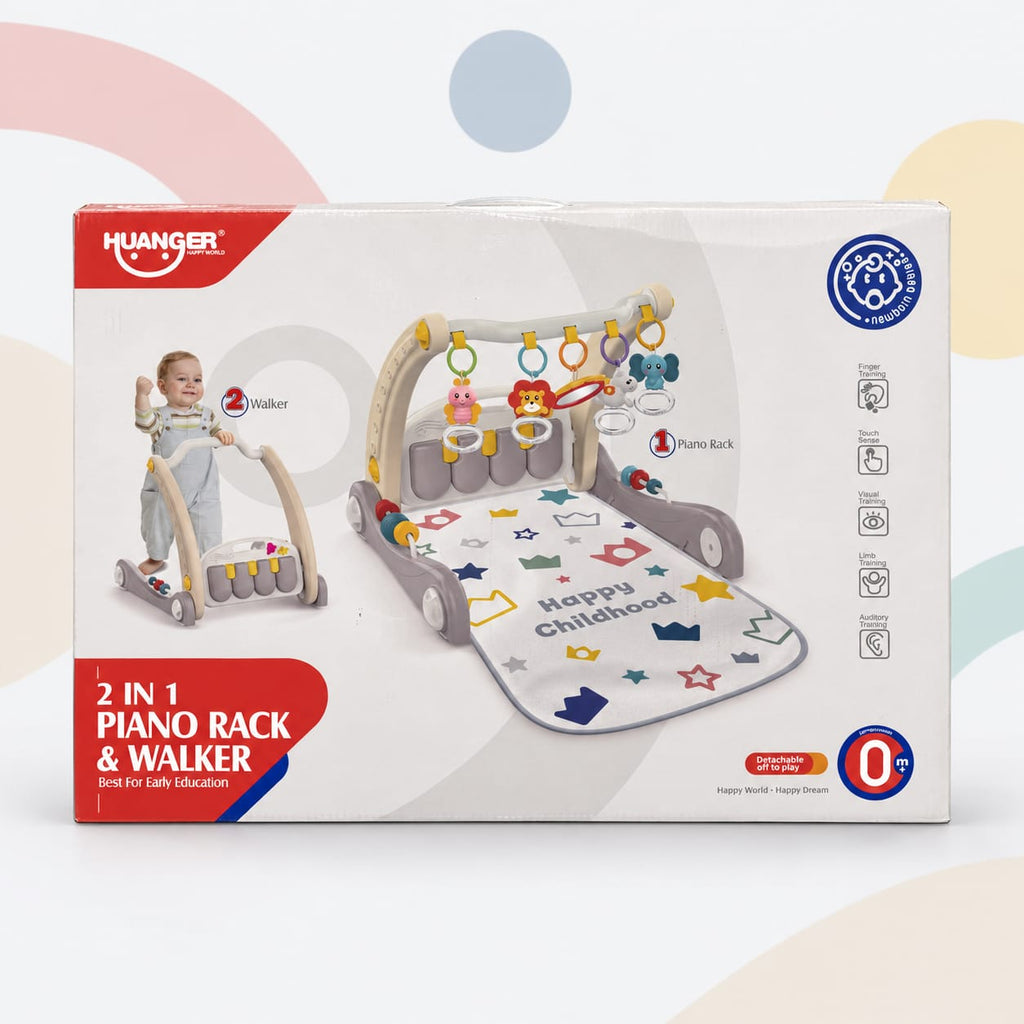 2-in-1 Baby Piano Rack & Walker Activity Gym