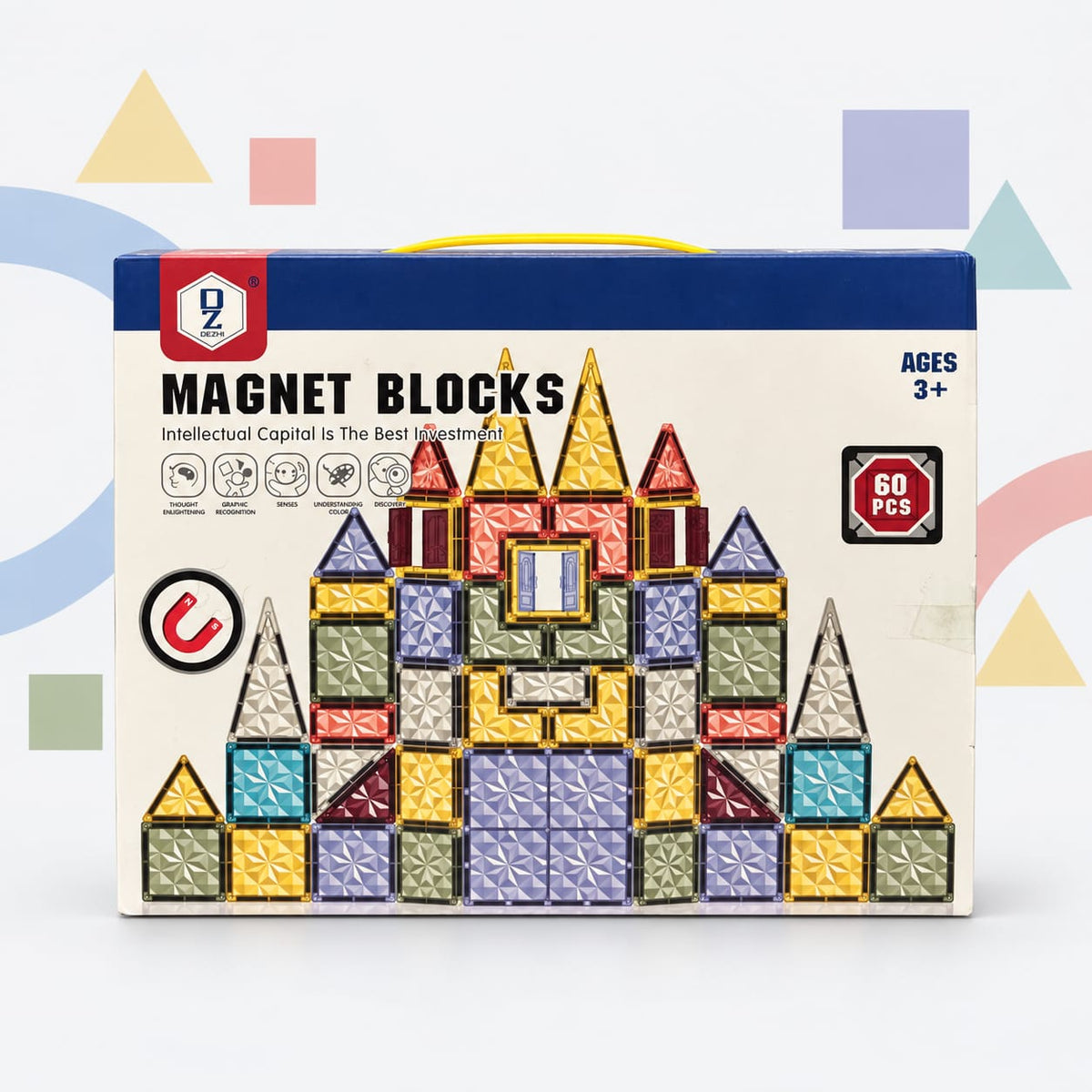 60-Piece Magnetic Building Tiles STEM Construction Set Main image