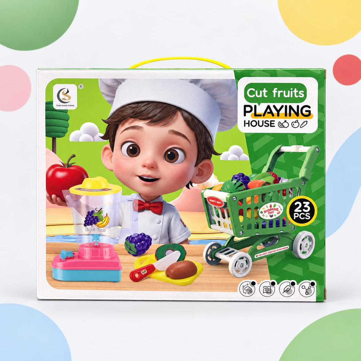 Fruit Market Shopping Cart & Cutting Fruit Play Set – 23 Pieces Main image