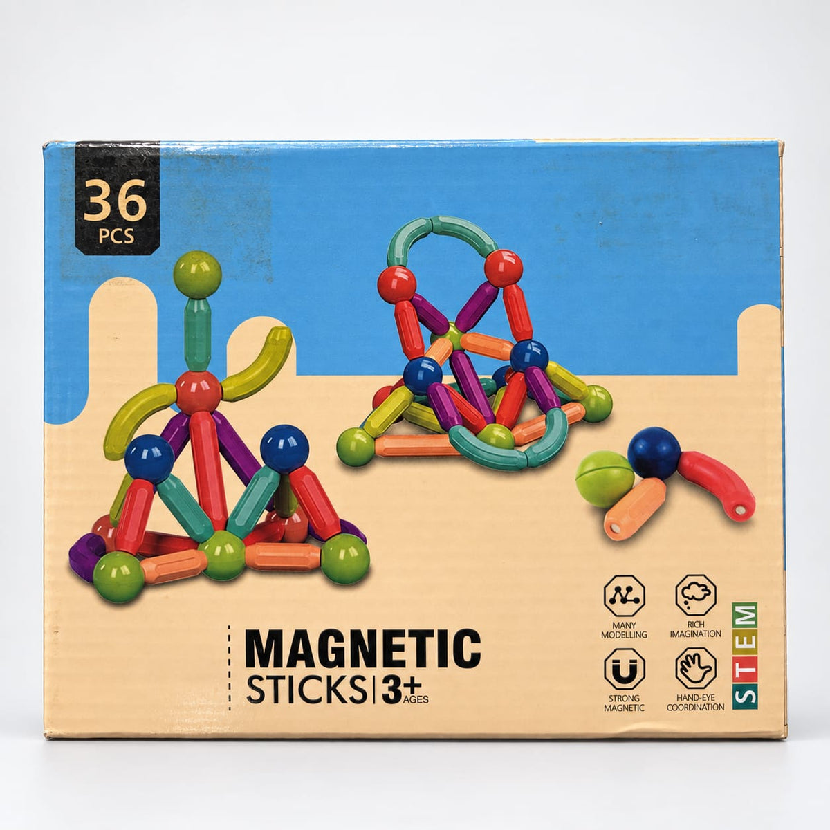36-Piece Magnetic Sticks STEM Building Set Main image