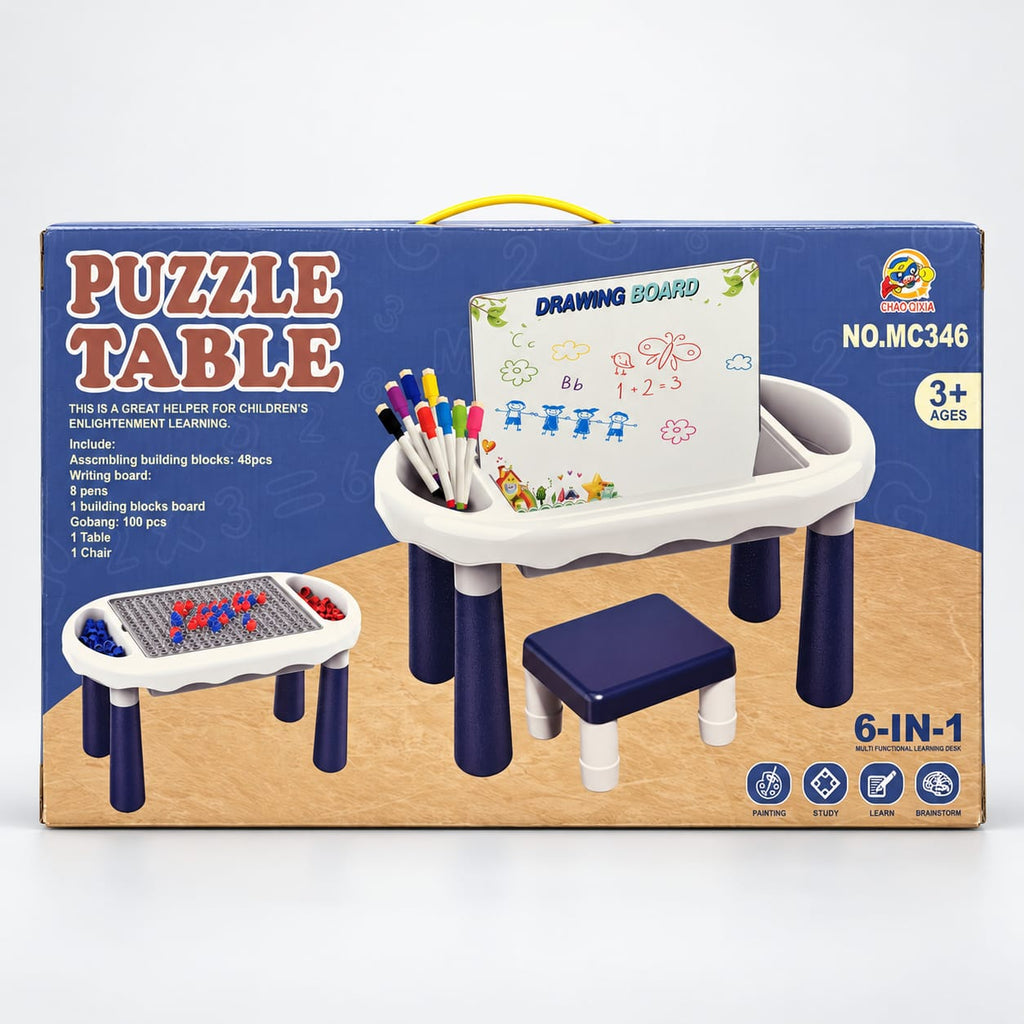 6-in-1 Kids Puzzle Activity Learning Table
