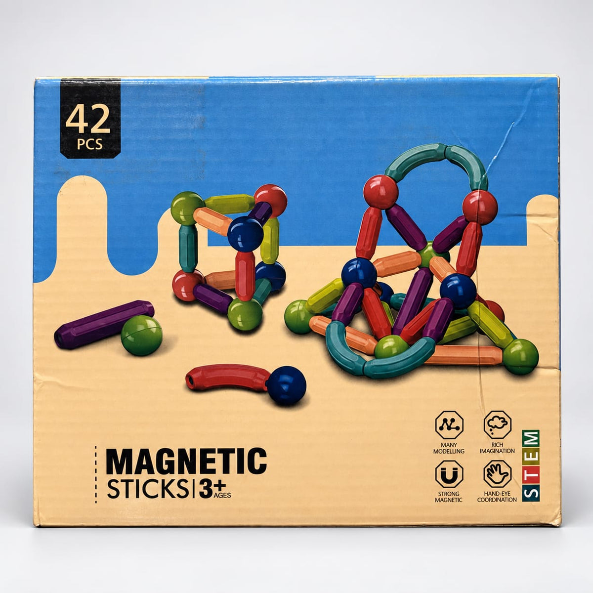 42-Piece Magnetic Sticks Building Construction Set Main image