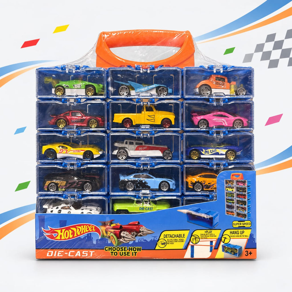 Hot Wheels Style Racing Car Storage Carry Case Set