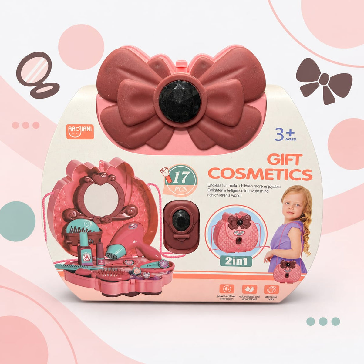 Girl Beautiful Makeup Vanity Play Set – 2 in 1 (Pink) Main image