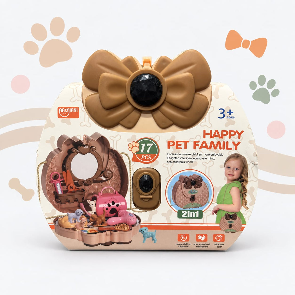 Happy Pet Family Care Play Set – 2 in 1 (Brown) Main image