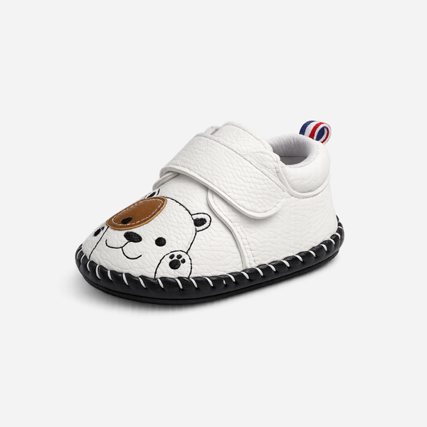 Cartoon Puppy Soft Sole Baby Shoes – White