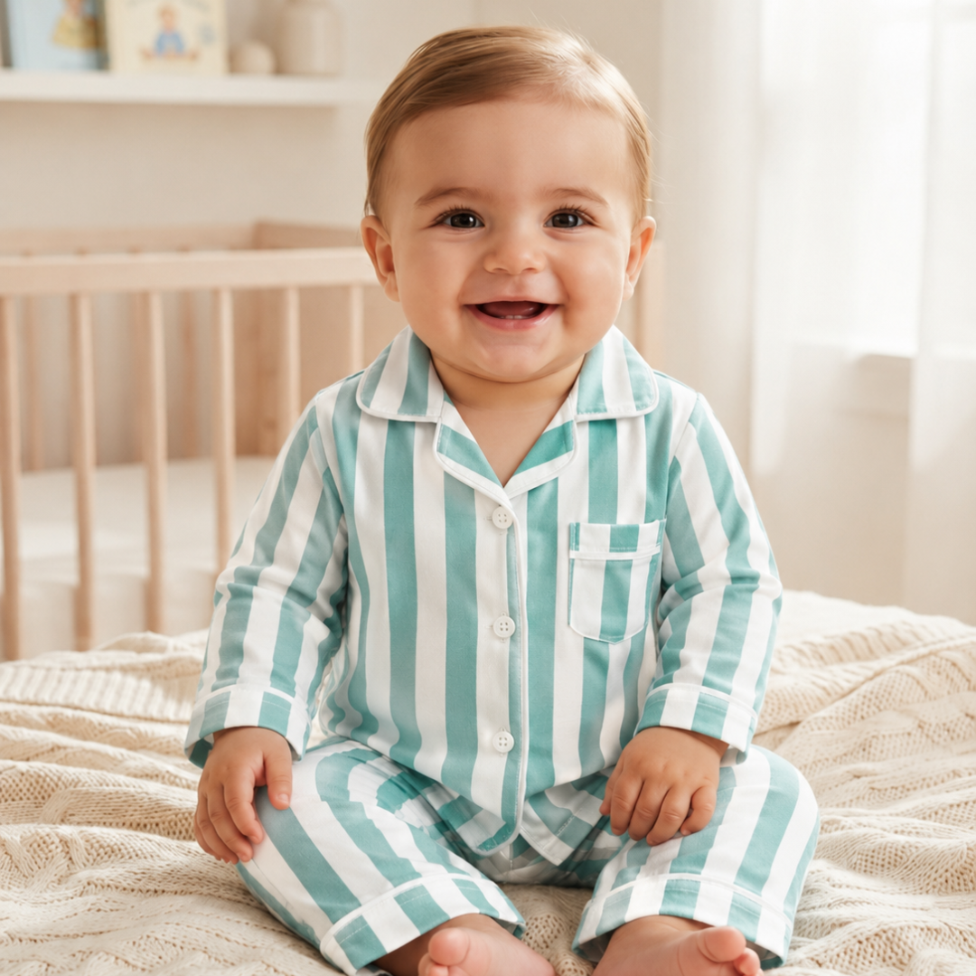 Aqua Stripe 2-Piece Baby Night Suit Set Main image