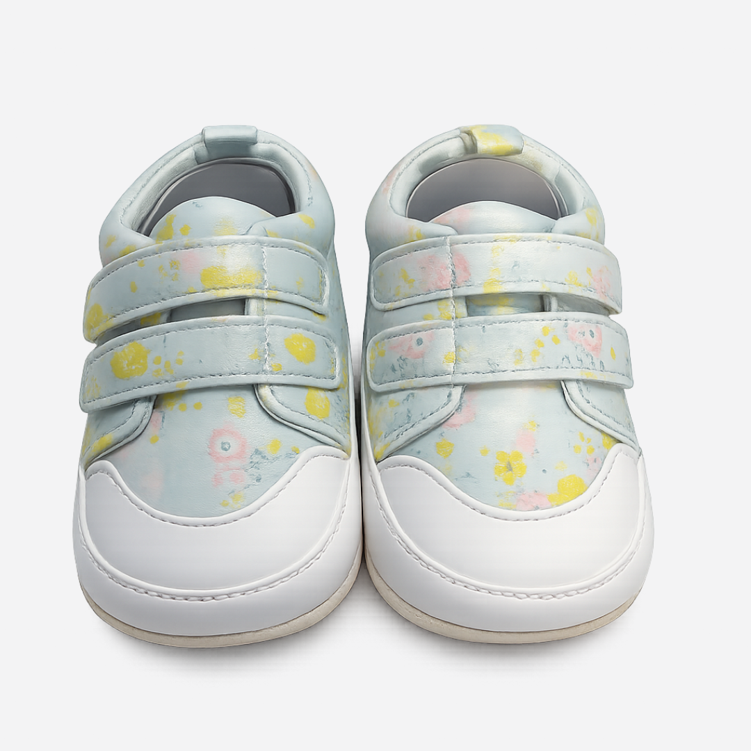 Floral Double Velcro Baby Sneakers – Light Blue Main image