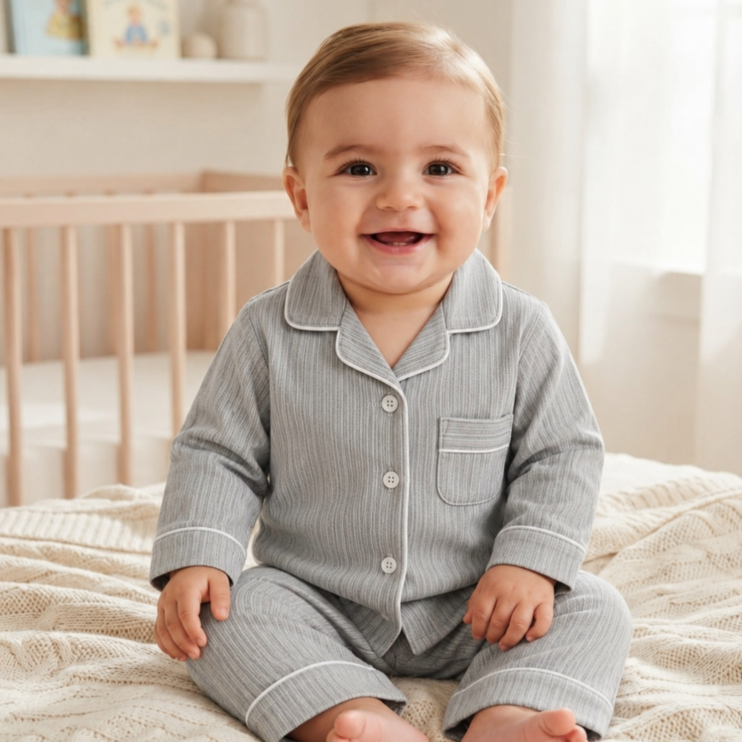 Heather Grey 2-Piece Baby Night Suit Set Main image