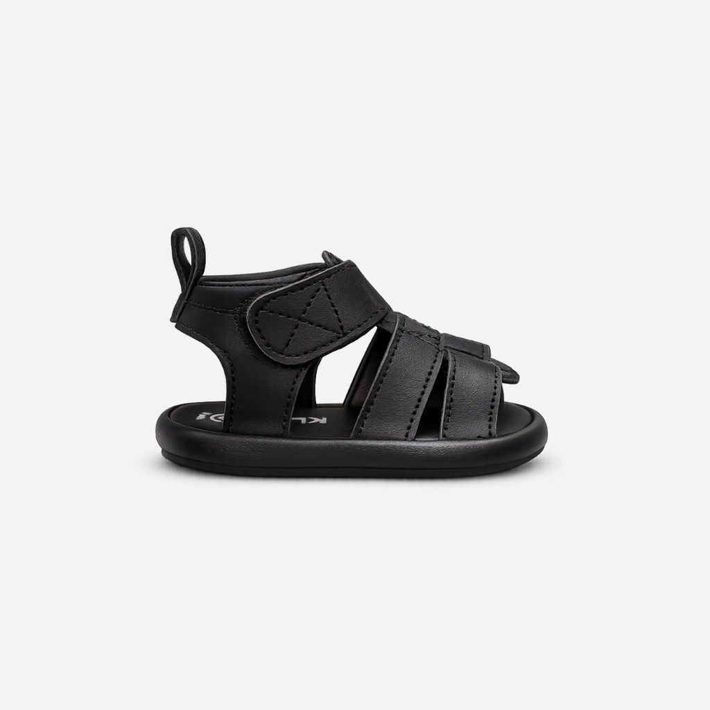 Classic Strappy Soft Sole Baby Sandals – Black