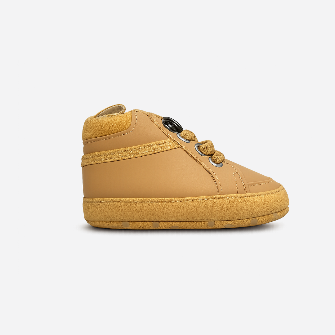 Soft Sole Lace-Up Baby Sneakers – Tan Brown Secondary image