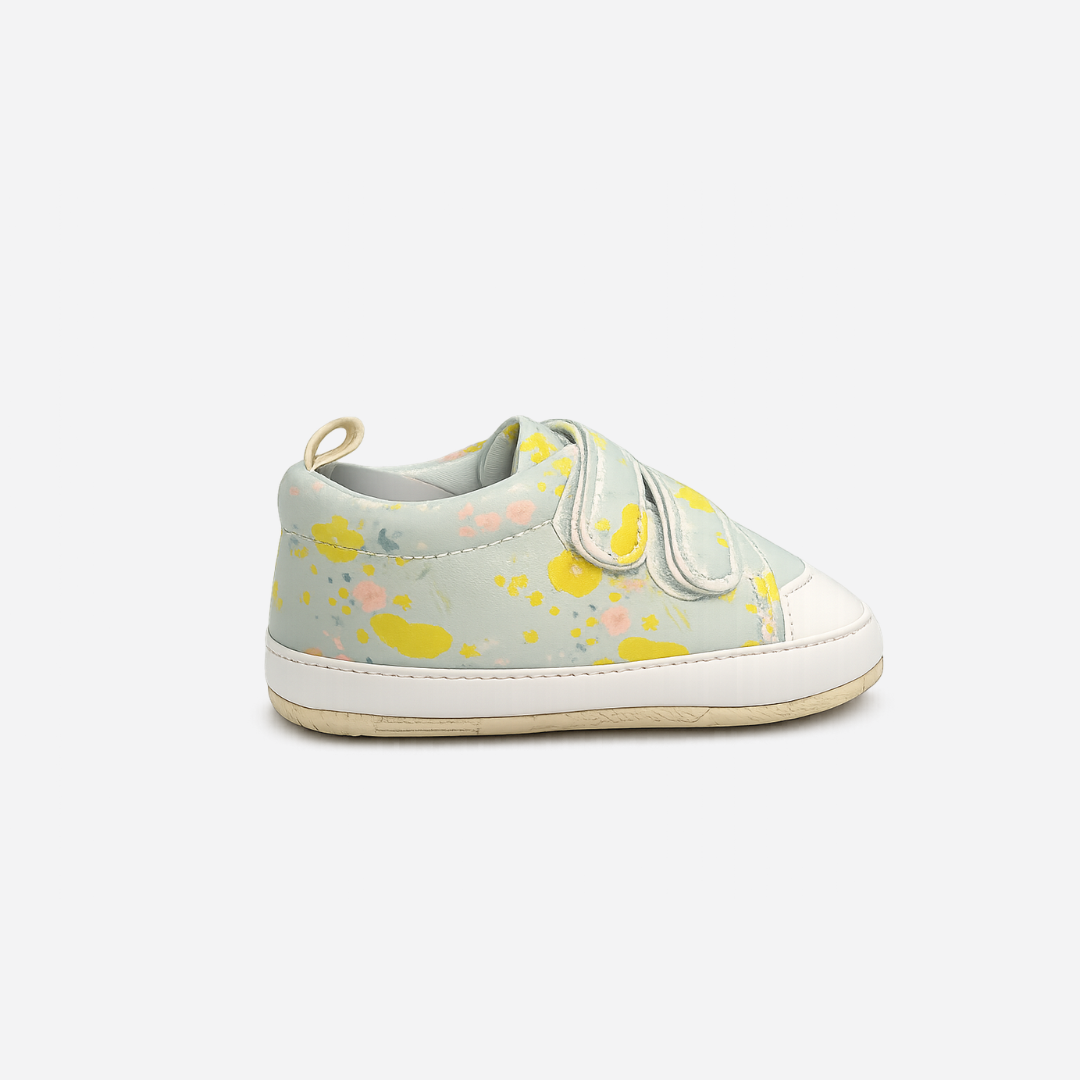 Floral Double Velcro Baby Sneakers – Light Blue Secondary image