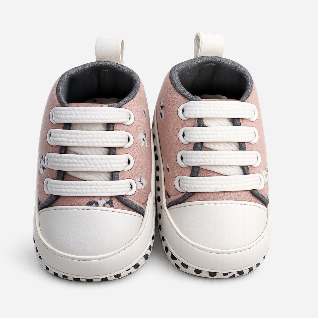 Floral Soft Sole High-Top Baby Sneakers – Pink Main image