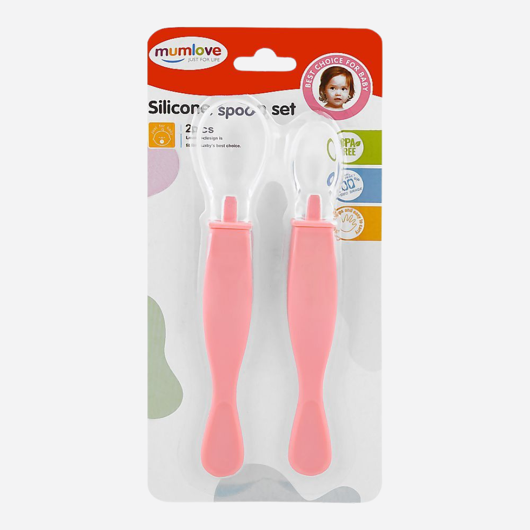 Mum Love Baby Silicone Spoon Set Pink Main image
