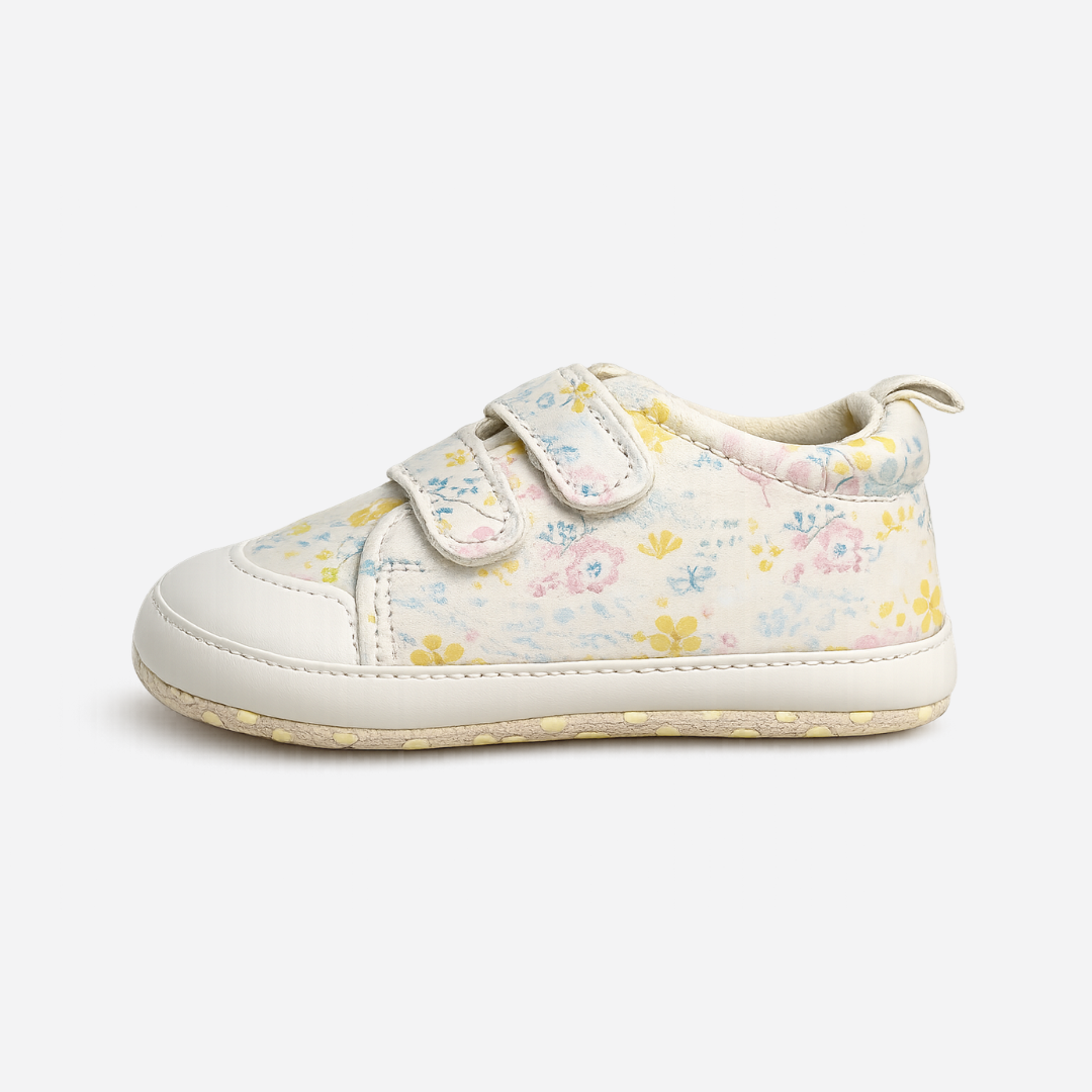 Floral Double Velcro Baby Sneakers – White Secondary image
