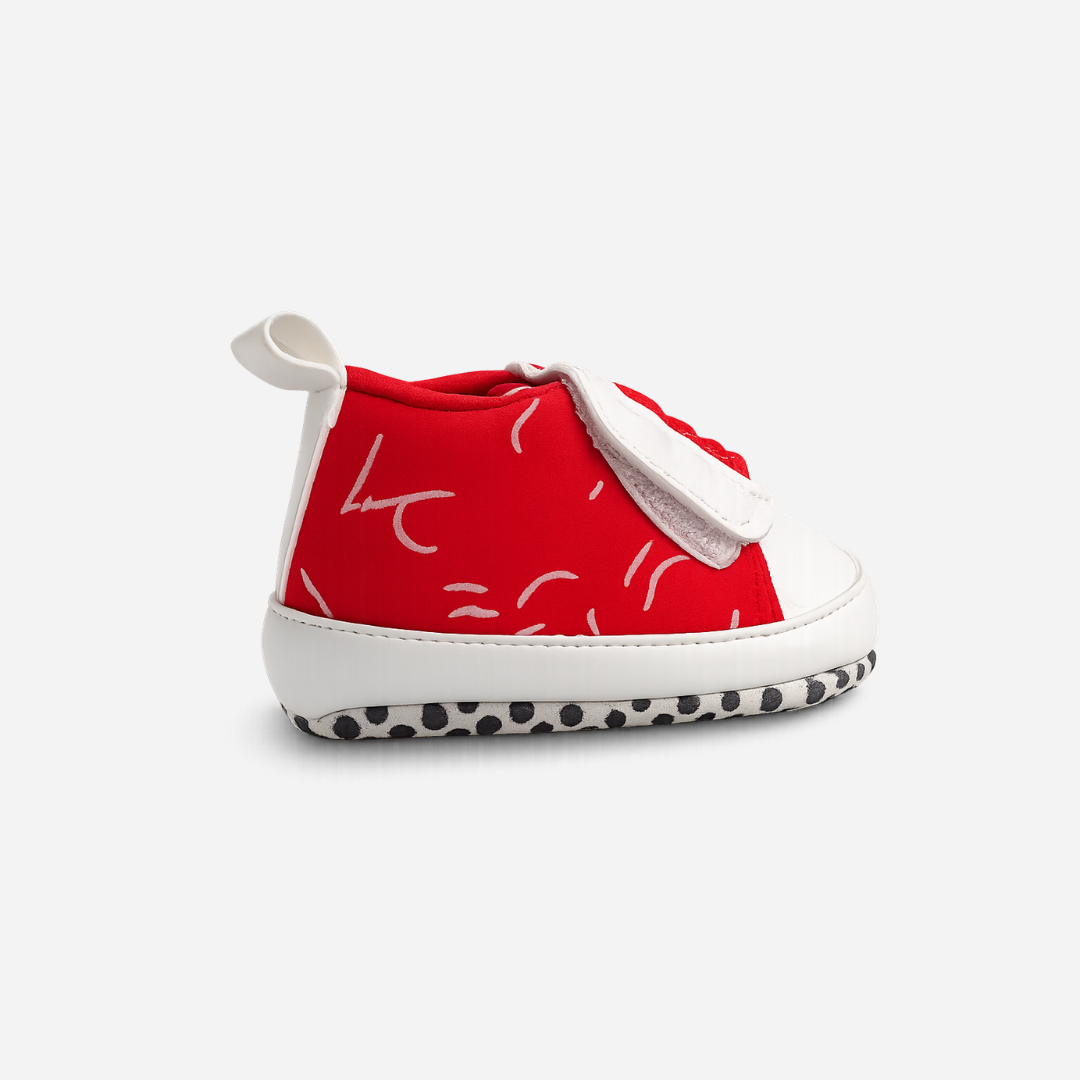 Wide Velcro Soft Sole Baby Sneakers – Red & White Secondary image