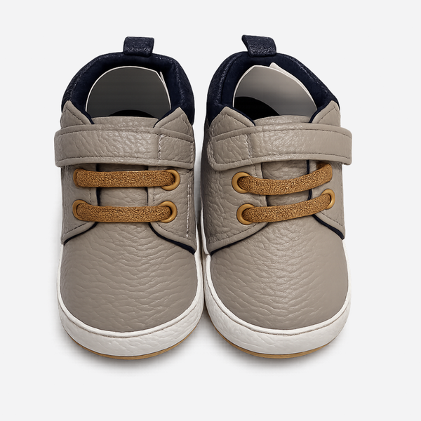 Soft Sole Velcro Baby Shoes – Grey & Navy