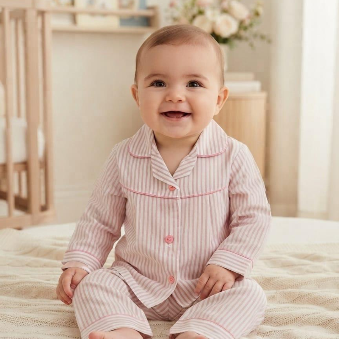 Pink Stripe 2-Piece Baby Night Suit Set