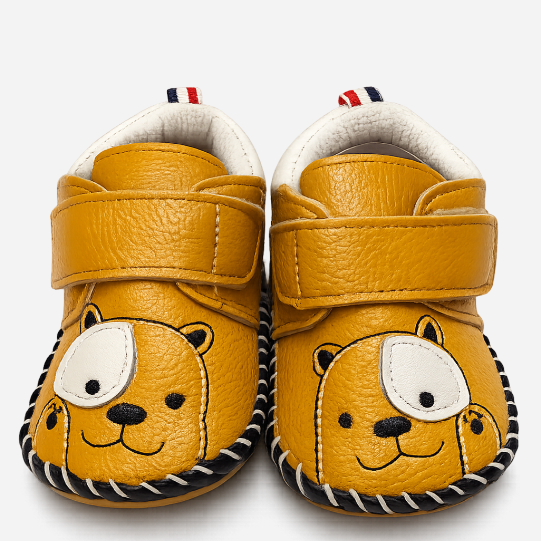 Cartoon Bear Soft Sole Baby Shoes – Mustard Yellow Main image
