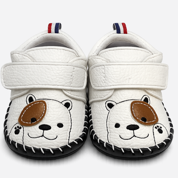 Cartoon Puppy Soft Sole Baby Shoes – White