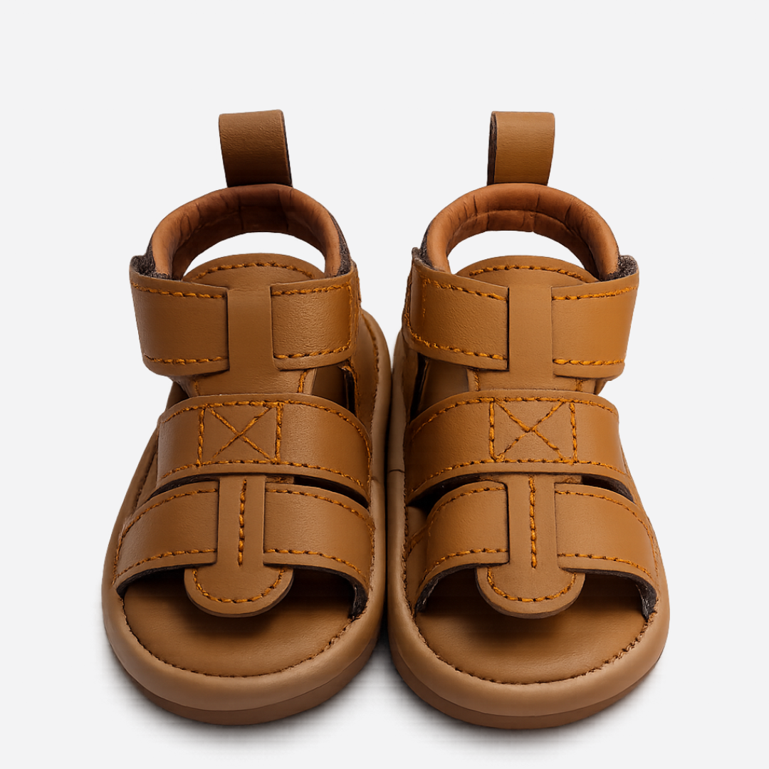 Classic Strappy Soft Sole Baby Sandals – Brown Main image