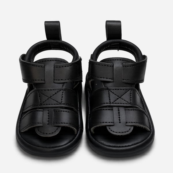 Classic Strappy Soft Sole Baby Sandals – Black
