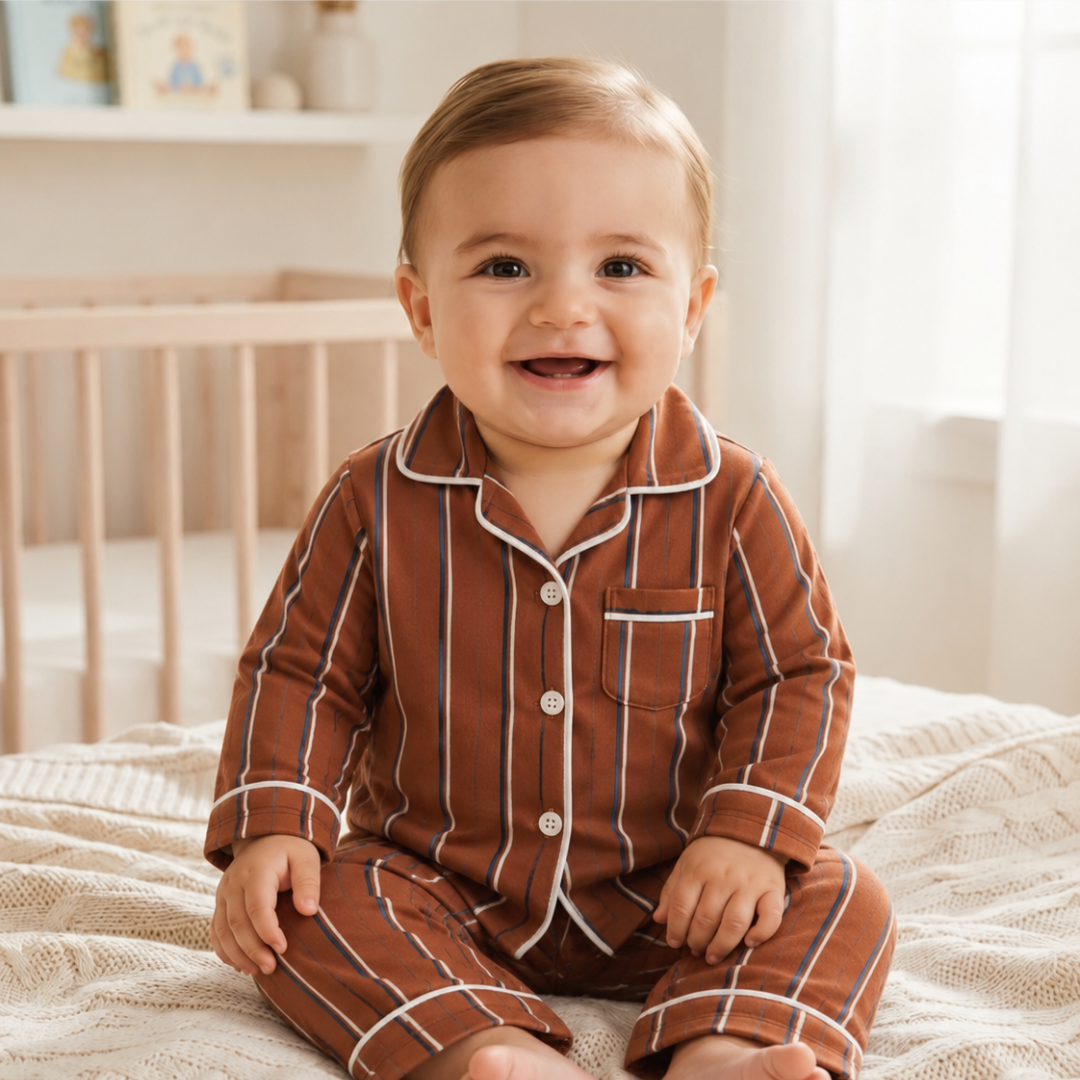 Rust Stripe 2-Piece Baby Night Suit Set Main image