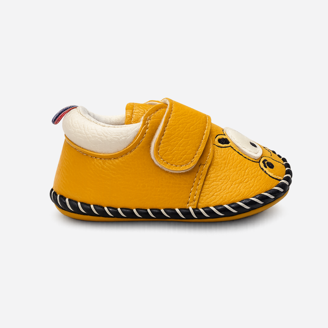Cartoon Bear Soft Sole Baby Shoes – Mustard Yellow Secondary image