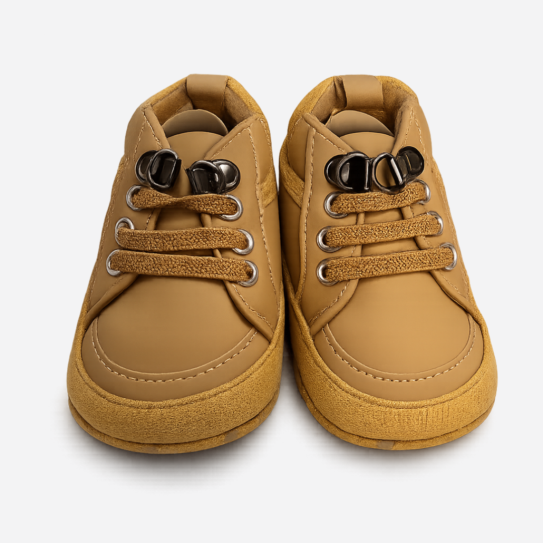 Soft Sole Lace-Up Baby Sneakers – Tan Brown Main image