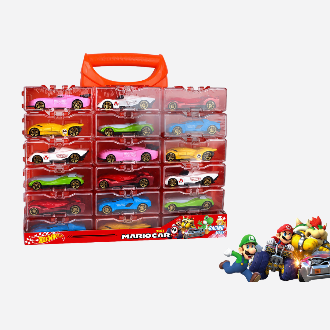 Hot Wheels Mariocar Racing Collection – 24 Piece Die-Cast Car Carry Case Set