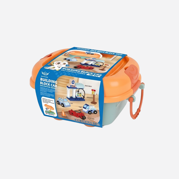 Building Block Car Gas Station Play Set – 49 Pieces