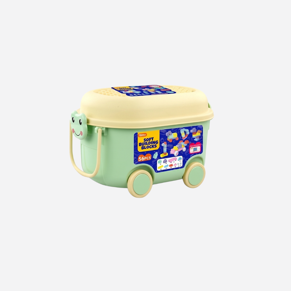 56-Piece Soft Building Blocks Set with Storage Cart