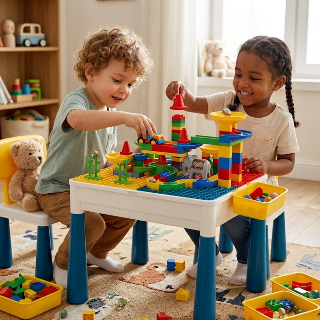 138-Piece Kids Building Block Activity Table Set