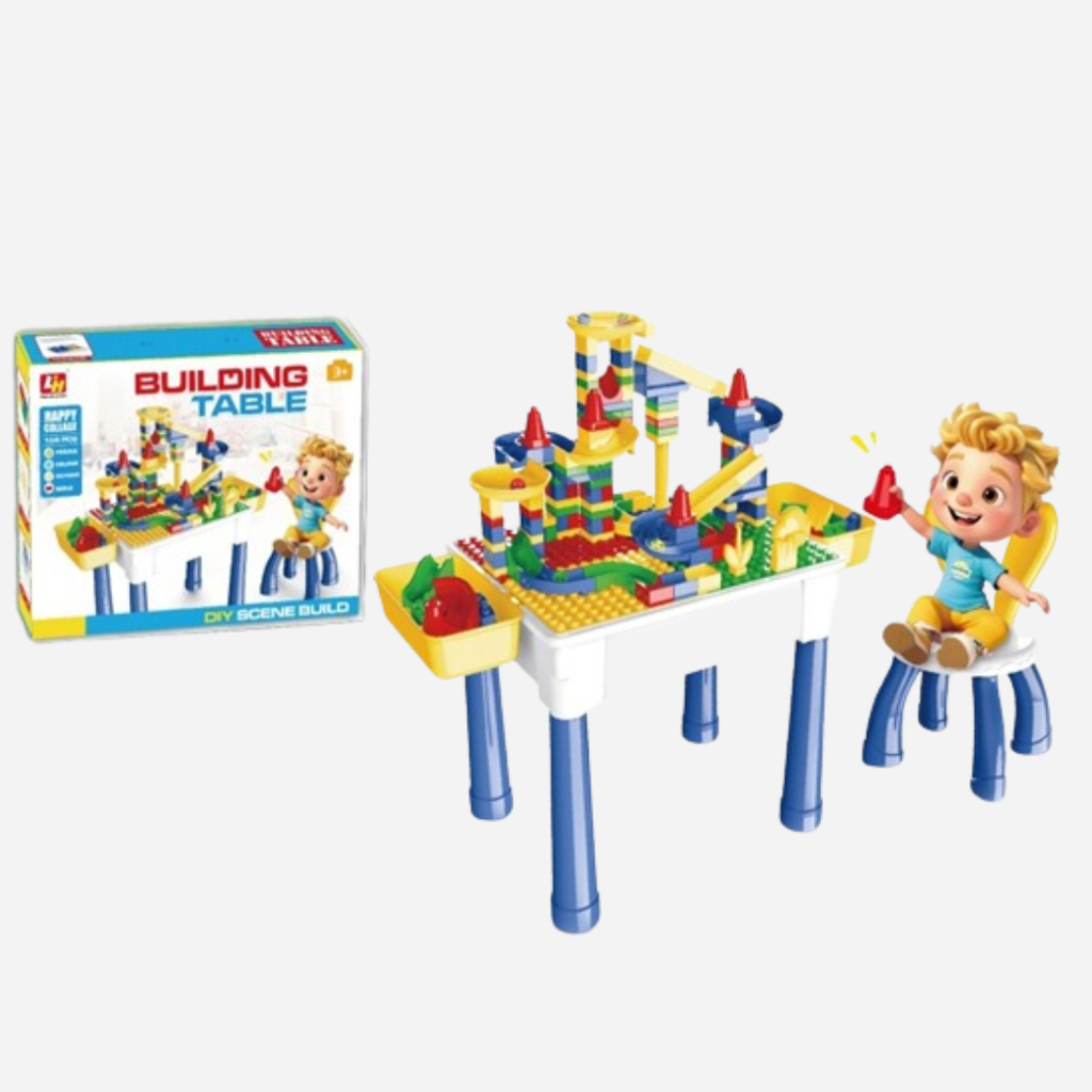 138-Piece Kids Building Block Activity Table Set