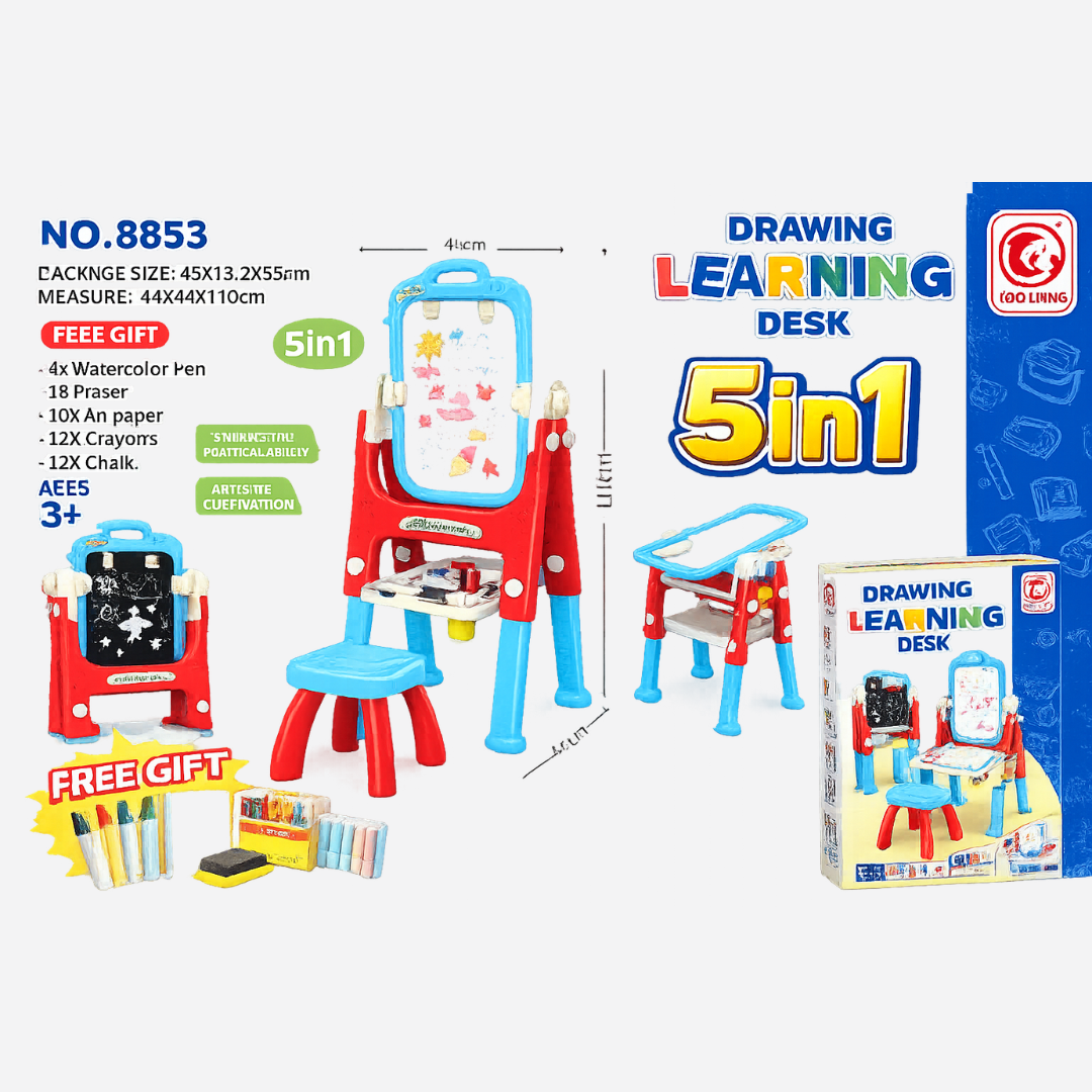 5-in-1 Kids Drawing & Learning Desk Set Main image