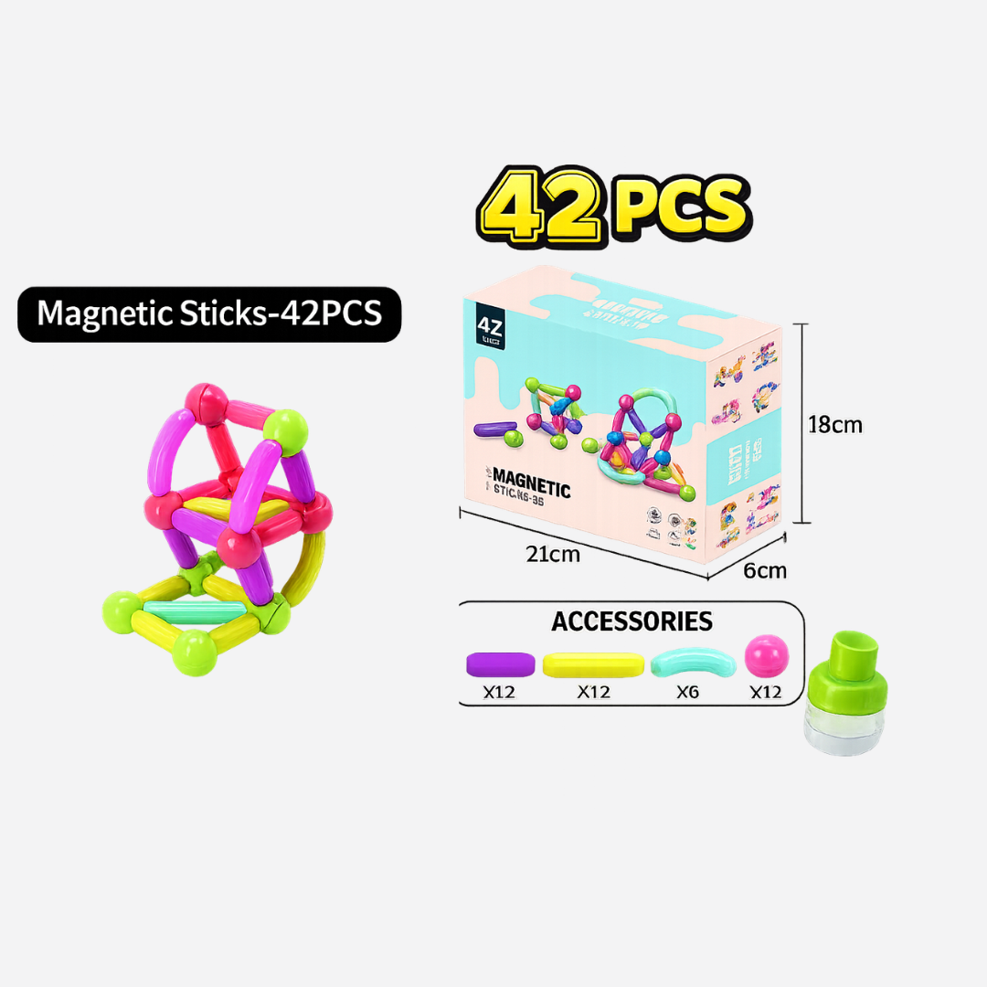 42-Piece Magnetic Sticks Building Construction Set Main image