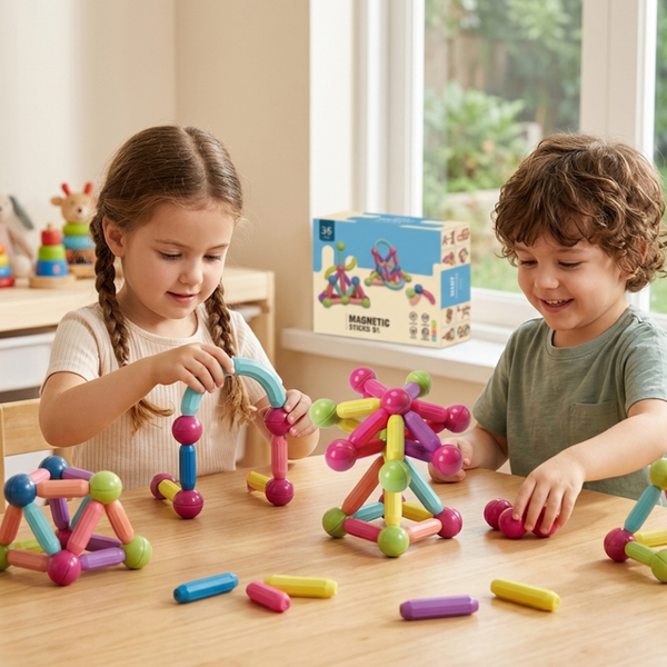 36-Piece Magnetic Sticks STEM Building Set