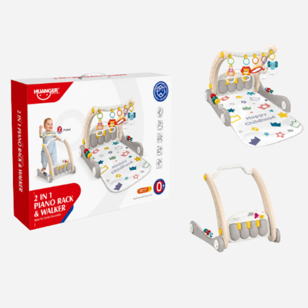 2-in-1 Baby Piano Rack & Walker Activity Gym