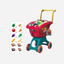 Kids Supermarket Shopping Cart Toy Set