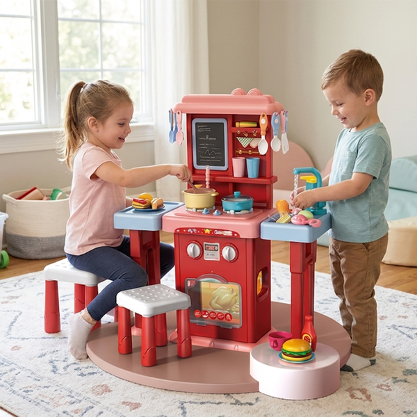 Spraying Kitchen Cooking Pretend Play Set – 63 Pieces