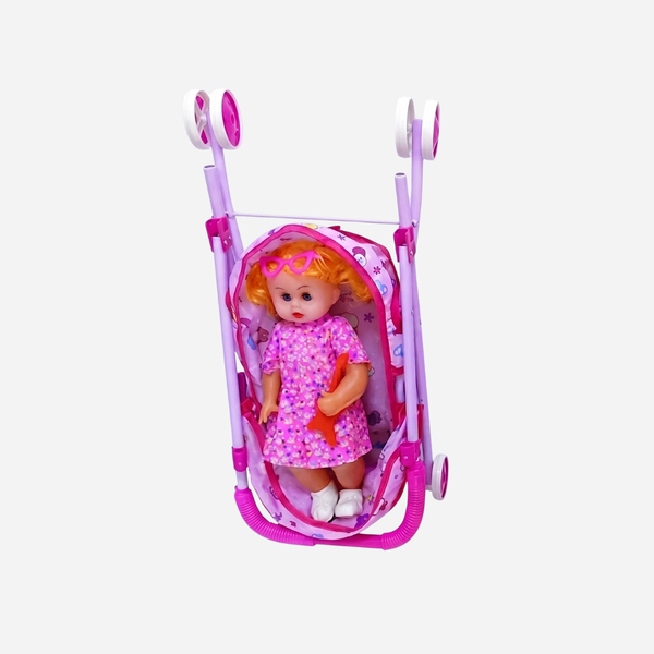 Kids Doll Stroller & Baby Doll Play Set