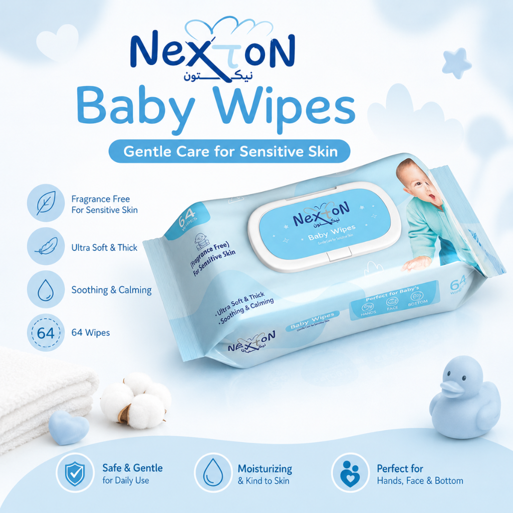 Nexton Baby Wipes (Fragrance Free) 64 pcs