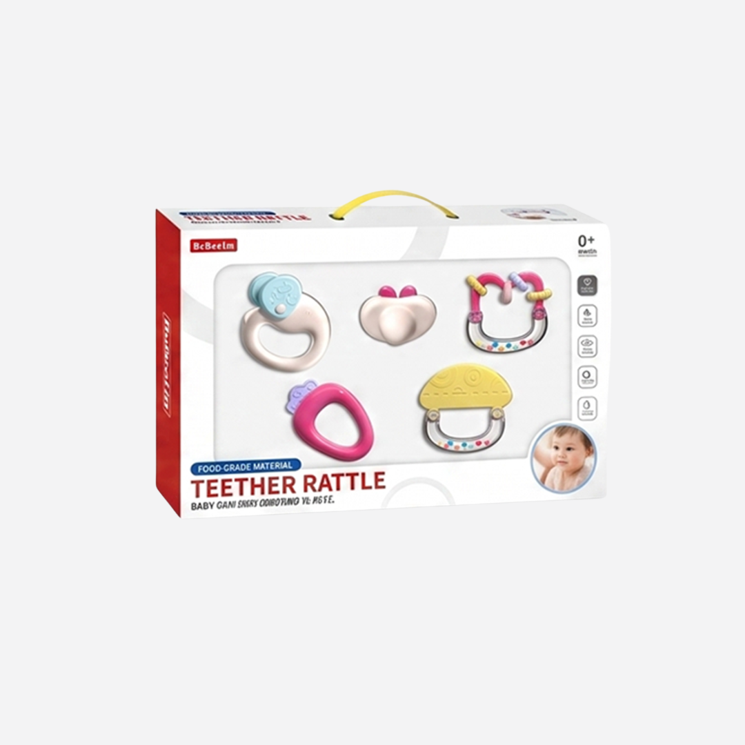Baby Teether & Sensory Rattle Gift Set – 5 Piece Collection