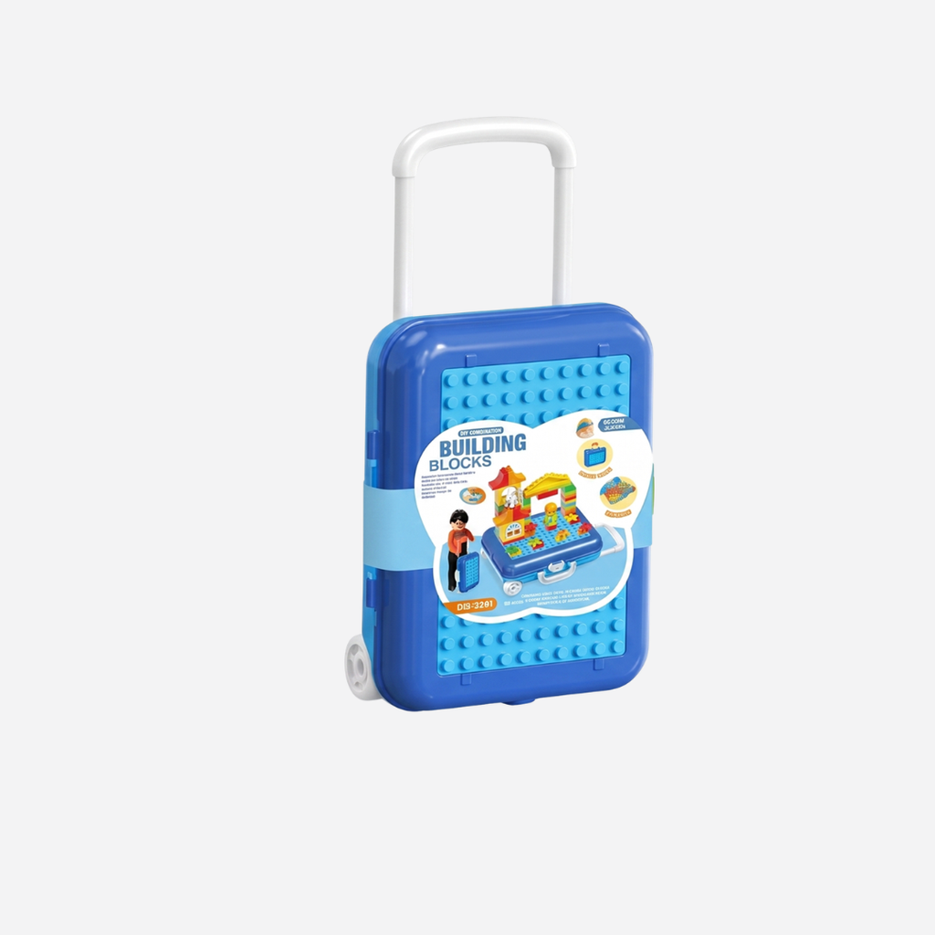 24-Piece Building Blocks Travel Suitcase – Portable Creative Construction Set (Blue)