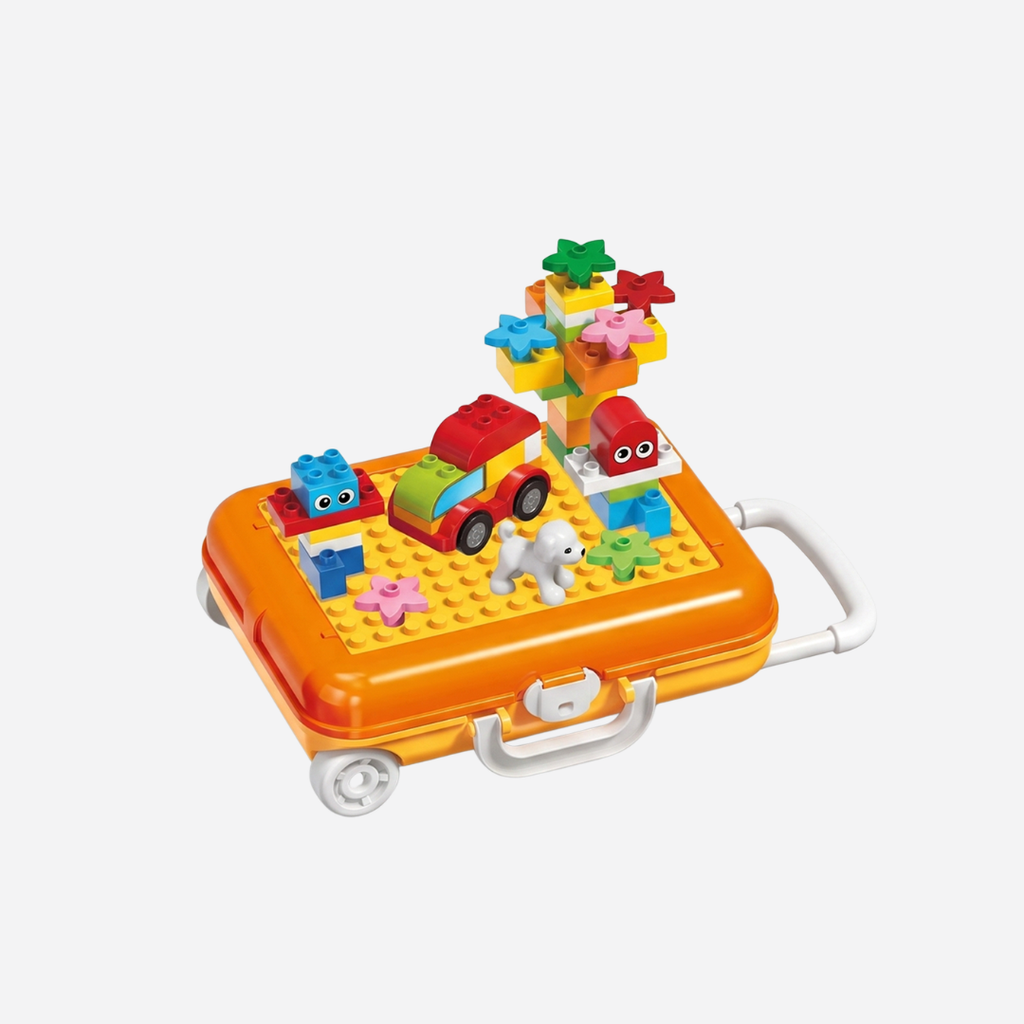 24-Piece Building Blocks Travel Suitcase – Portable Creative Construction Set (Yellow)