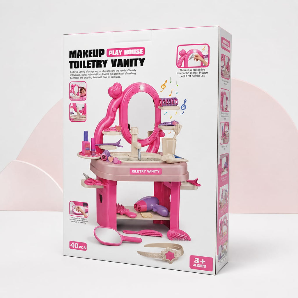Kids Makeup Vanity Play House Set – 40 Pieces