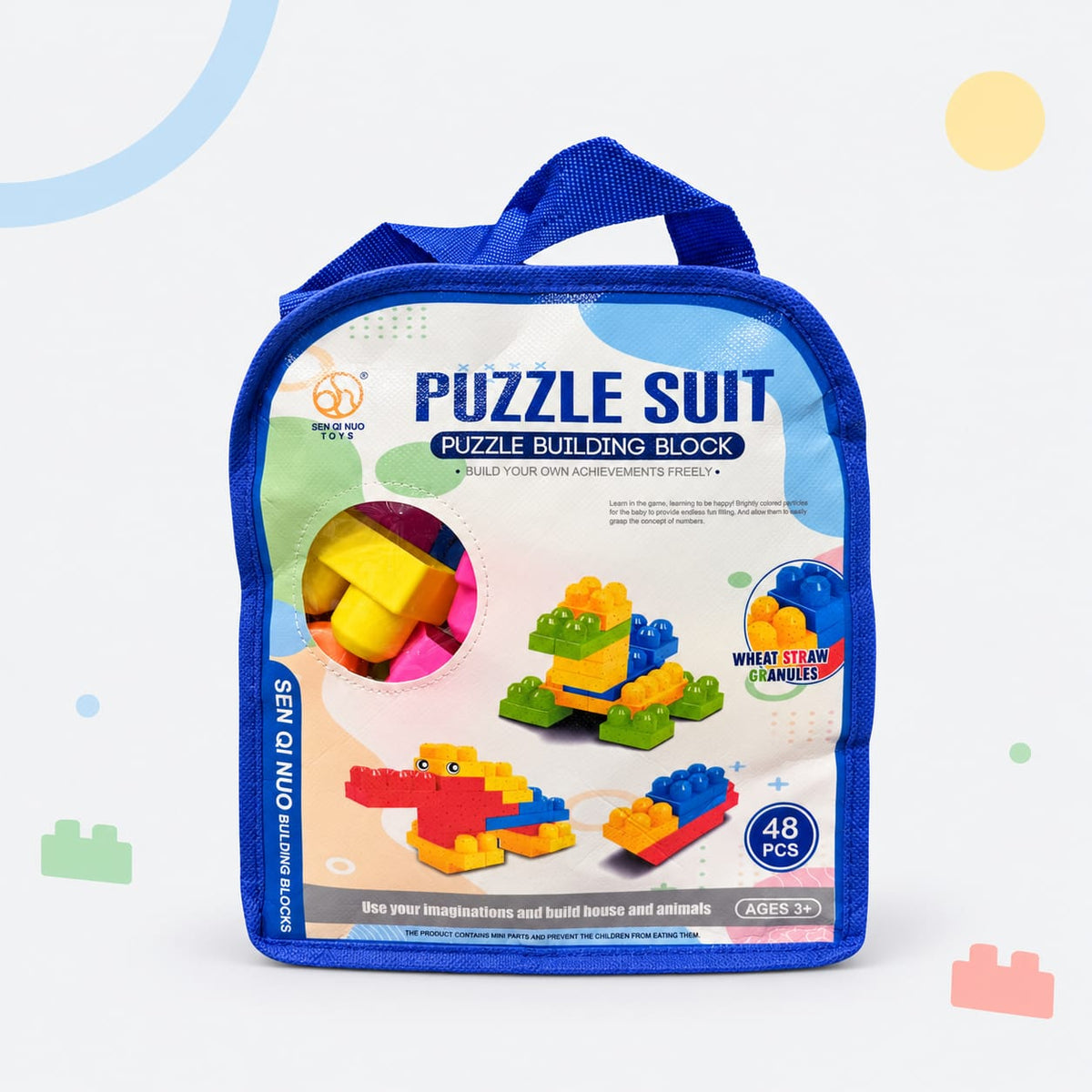 48-Piece Puzzle Building Blocks Set with Storage Backpack Main image