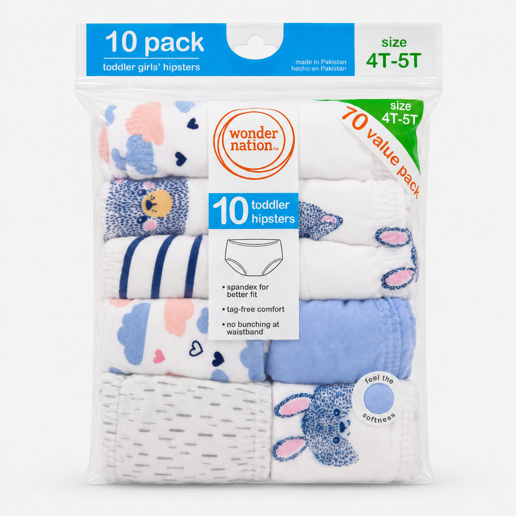 Girls Hipster Underwear – 10-Piece Assorted Colors Pack (4T–5T)