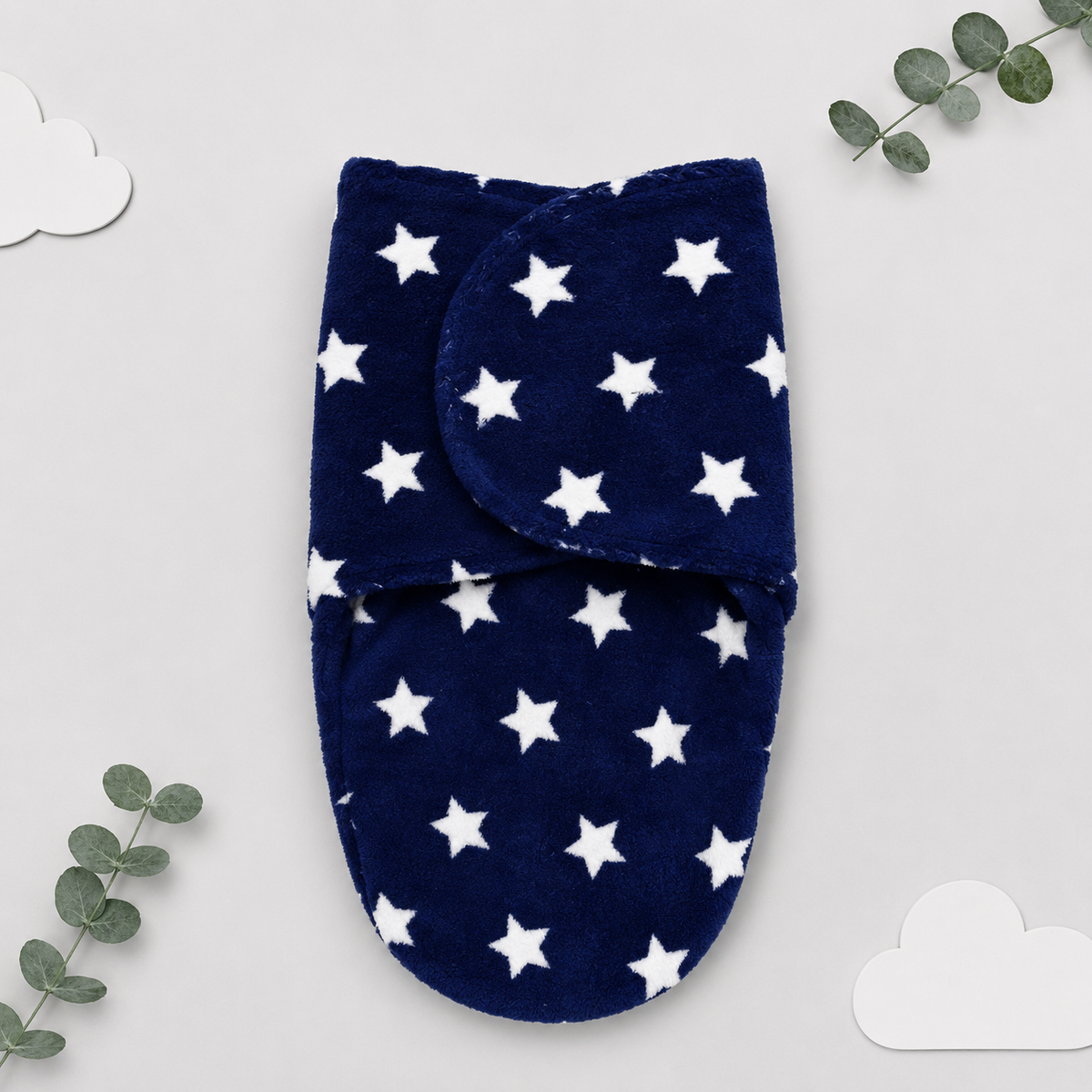 Soft Newborn Baby Swaddle Wrap – Navy Blue Star Print